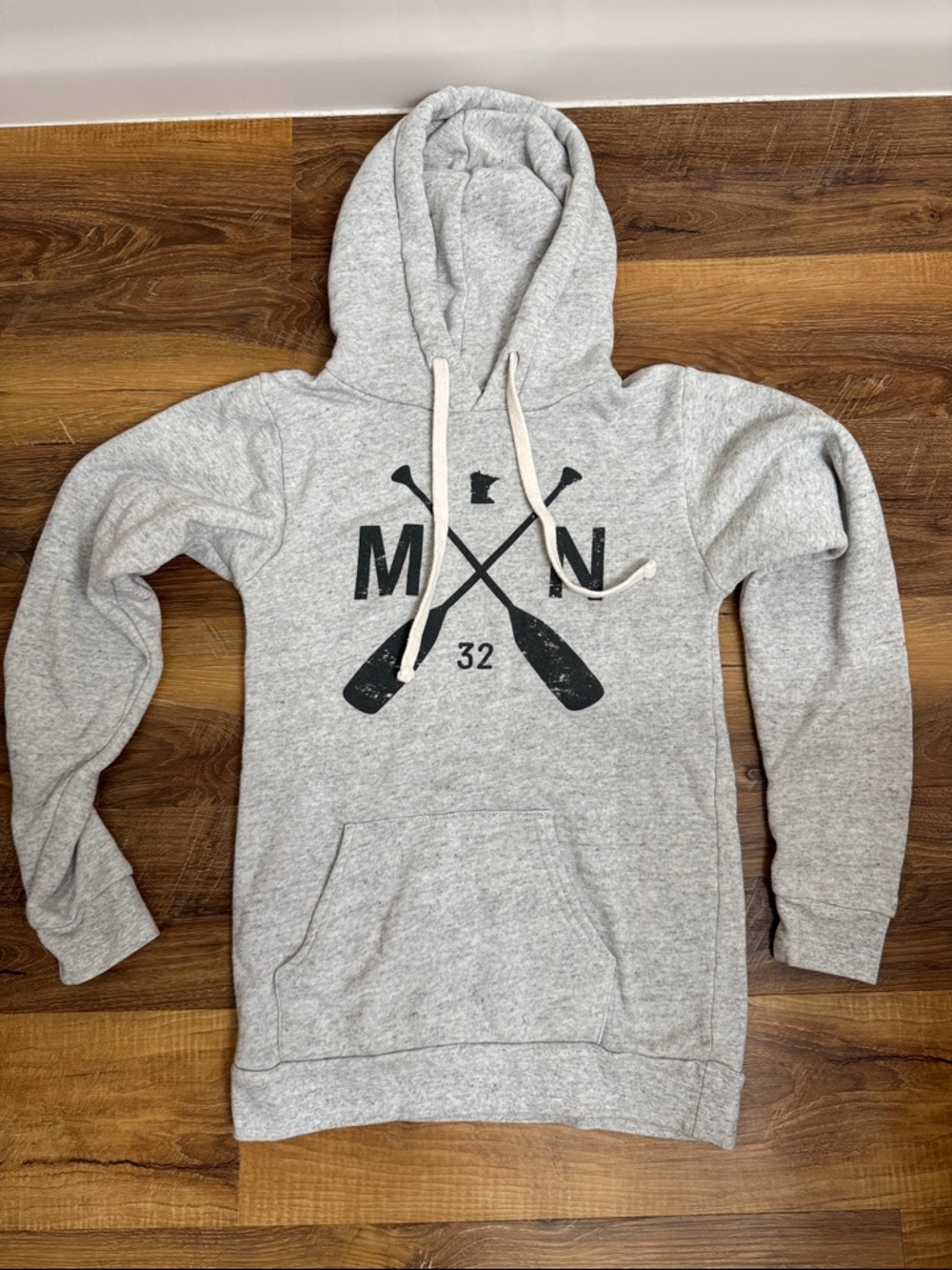 Women's Gray Hooded Pullover Sweatshirt with Oar Graphic
